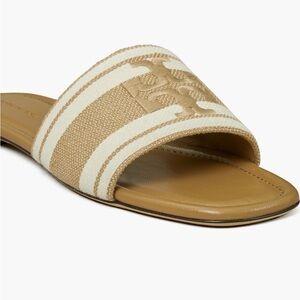 Tory Burch Double T Jacquard Slide Sandal 6.5